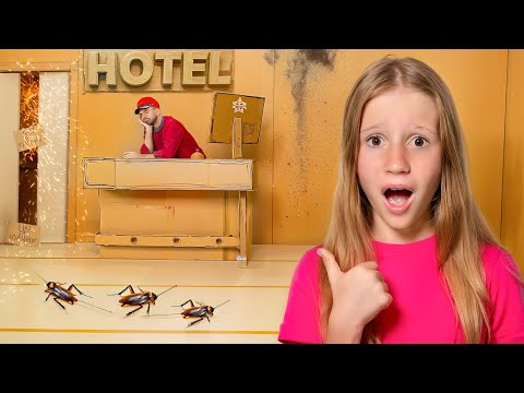 Nastya and cardboard Hotel